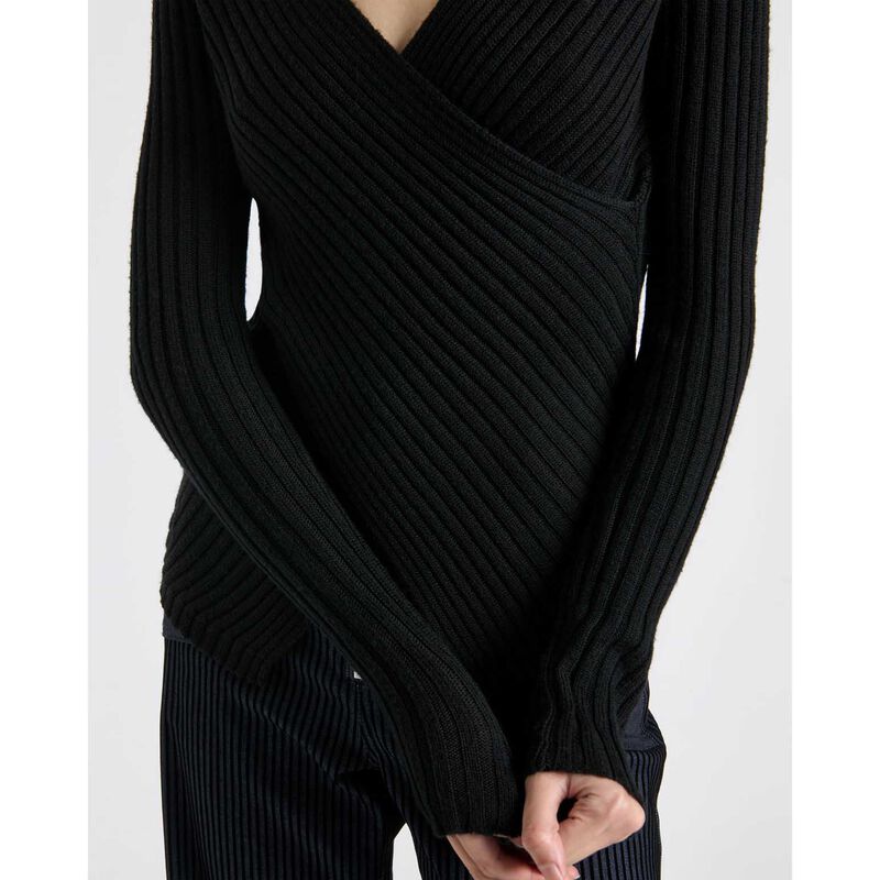 Cue Wrap Front Merino Knit image number 2
